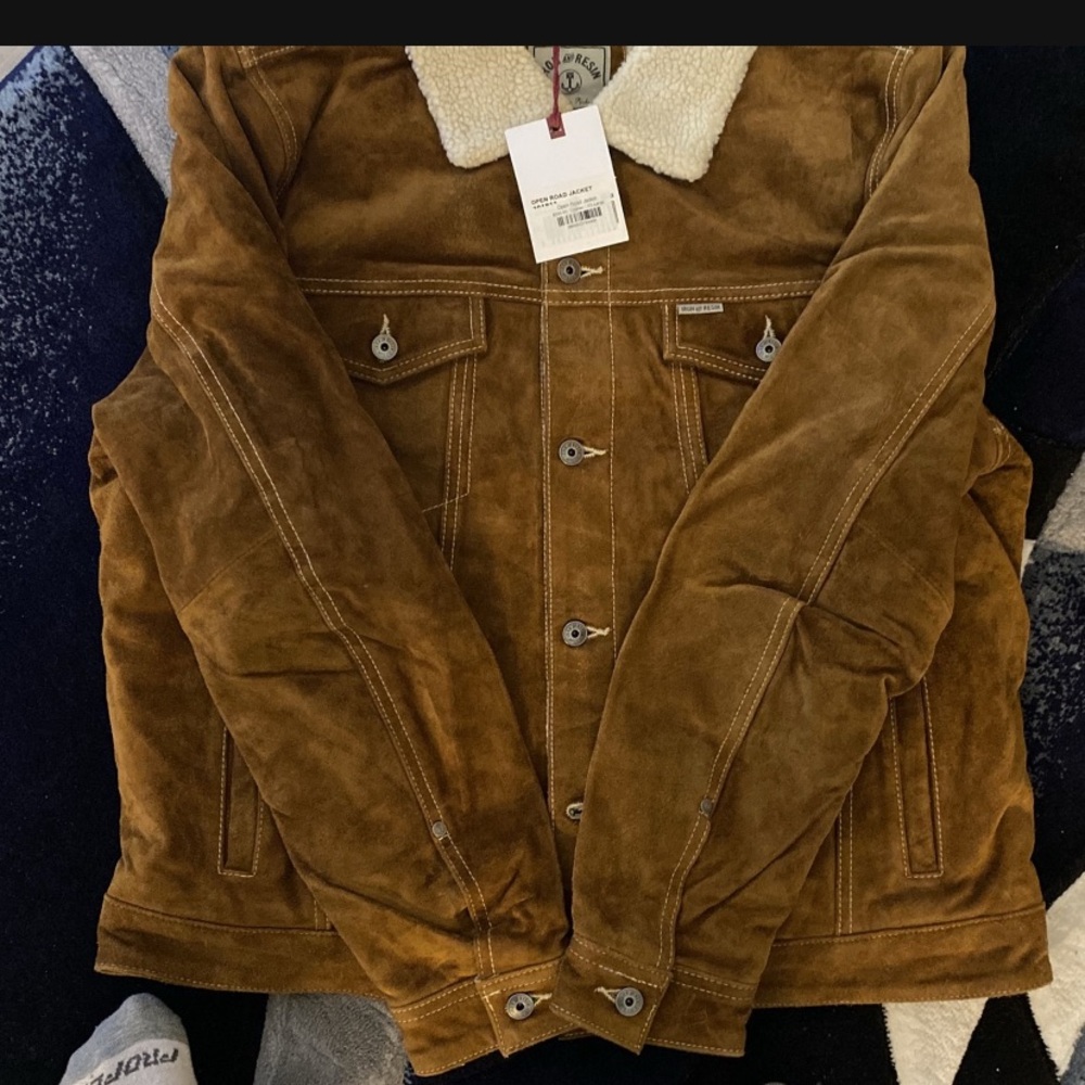 Brown Suede Jacket with Shearling Collar (OPEN ROAD JACKET) Iron&Resin